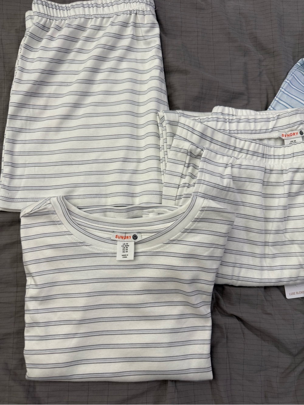 Sundry White & Light Blue Striped Pajama Set